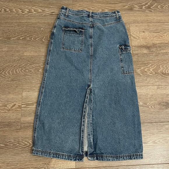 All Row Denim Skirt‎ | Womens Jules A Line Patch Pocket Skirt | Size L Large - Picture 6 of 9